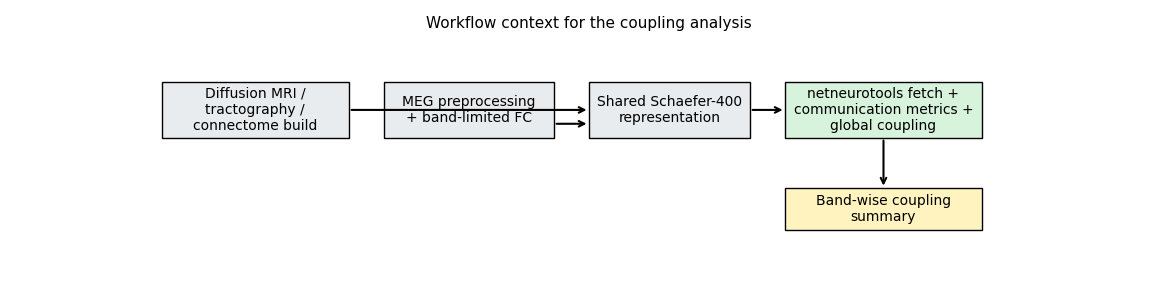 Workflow context for the coupling analysis